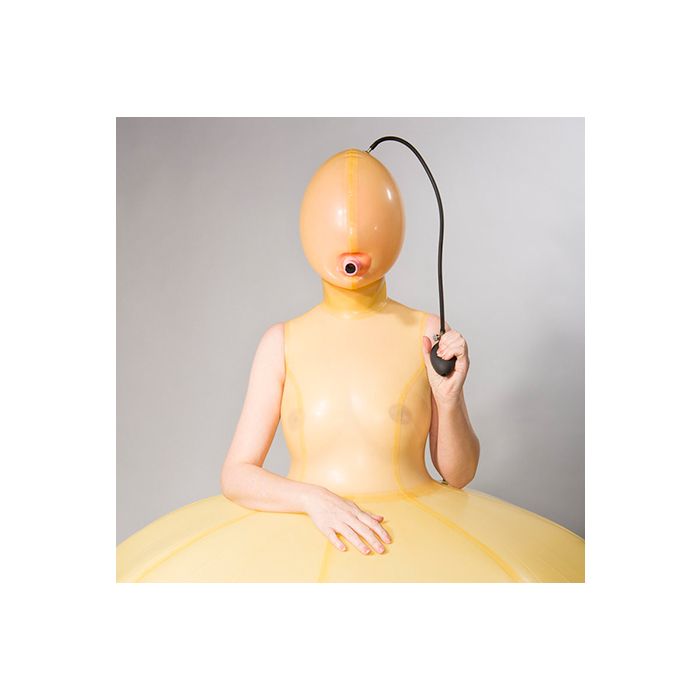 Aublasbare Latex  Maske, doppelwandig mit starkem Latex und Atemrohr